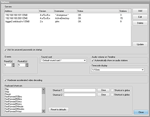 Player options window